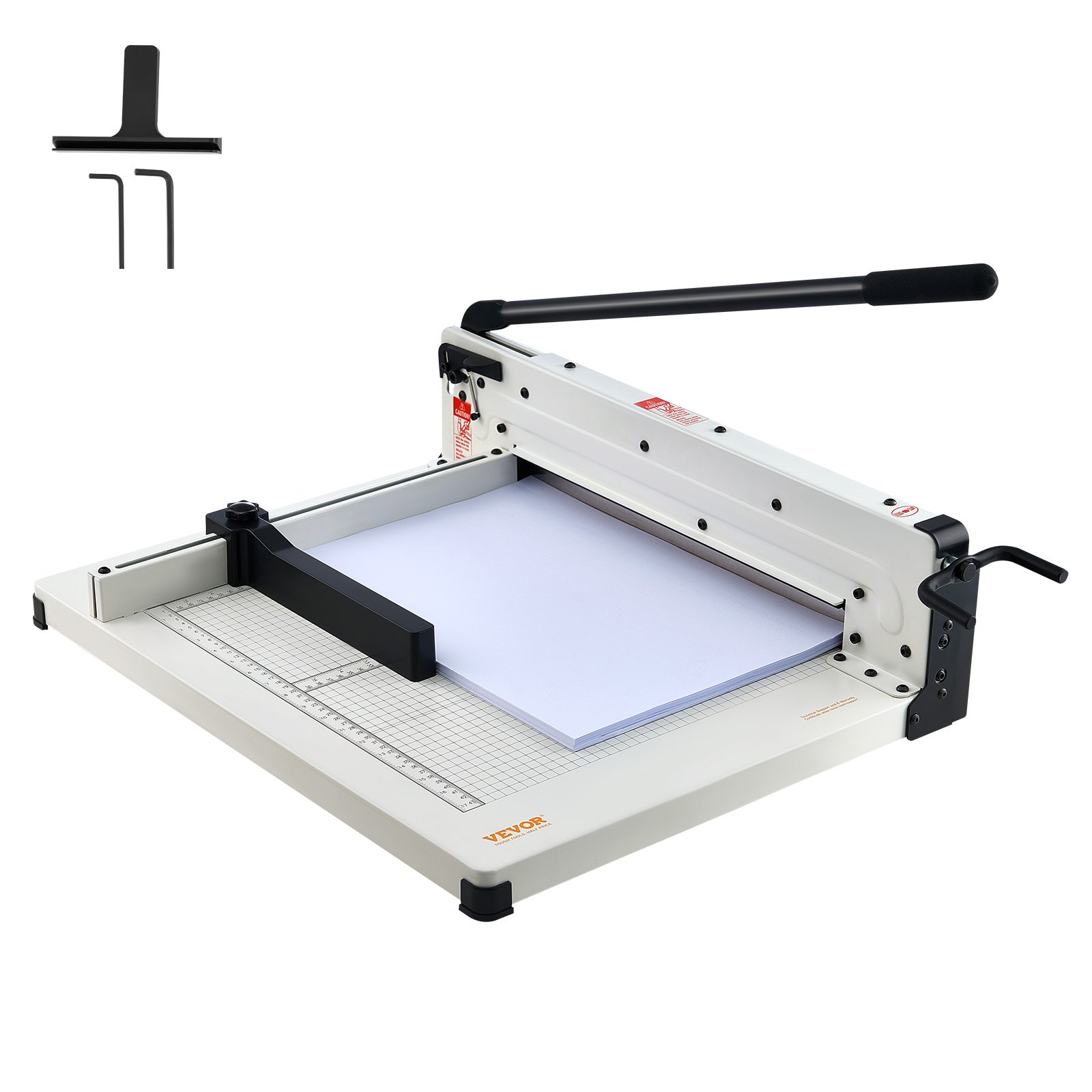 Cortadora de papel VEVOR de alta resistencia, guillotina industrial comercial de 43 cm para papel A3, capacidad para 400 hojas, construcción de acero sólido, cortadora de papel apilado para oficina, hogar, escuela, tienda, color blanco