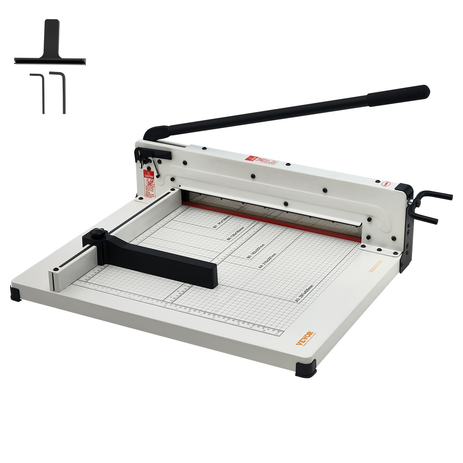 Cortadora de papel VEVOR de alta resistencia, guillotina industrial comercial de 43 cm para papel A3, capacidad para 400 hojas, construcción de acero sólido, cortadora de papel apilado para oficina, hogar, escuela, tienda, color blanco