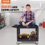 VEVOR Carro de servicio utilitario, 2 estantes 550LBS Carro utilitario rodante de plástico resistente con ruedas giratorias de 360° (2 con frenos), estante grande con reborde, manija de almacenamiento ergonómica para almacén/garaje/limpieza