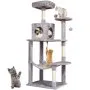 Árbol para gatos VEVOR para interiores, torre de 142 cm con condominio, rascador de sisal, hamaca, percha superior, plataformas de salto, caseta grande con bola colgante, centro de actividades para gatos, gris claro