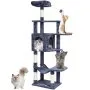 Árbol para gatos VEVOR para interiores, torre de 153 cm con condominio, poste rascador de sisal, hamaca, percha superior, plataformas de salto, centro de actividades grande con bola colgante, gris oscuro
