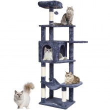 VEVOR Árbol para gatos de 60,6 pulgadas, torre para gatos con poste rascador de sisal para condominio para gatos, gris oscuro