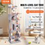 Árbol para gatos VEVOR para interiores, torre de 160 cm con 2 compartimentos, poste rascador de sisal, hamaca, percha superior, plataformas de salto, centro de actividades grande con bola colgante, gris claro