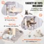 VEVOR Árbol para gatos Torre para gatos de 72" con 2 condominios para gatos Poste rascador de sisal Gris claro