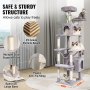 VEVOR Árbol para gatos Torre para gatos de 72" con 2 condominios para gatos Poste rascador de sisal Gris claro