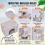 Árbol para gatos VEVOR para interiores, torre de 183 cm con 2 compartimentos, poste rascador de sisal, hamaca, percha superior, plataformas de salto, centro de actividades grande con bola colgante, gris claro