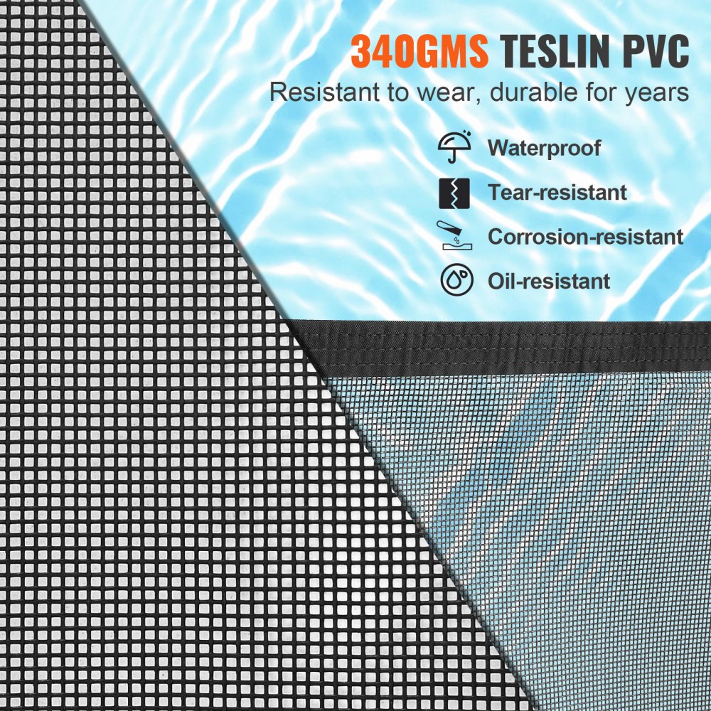 Valla de piscina VEVOR, 4 x 108 pies para piscinas enterradas, valla de seguridad infantil extraíble, fácil de instalar, malla de PVC Teslin de 340 g para proteger a niños y mascotas.
