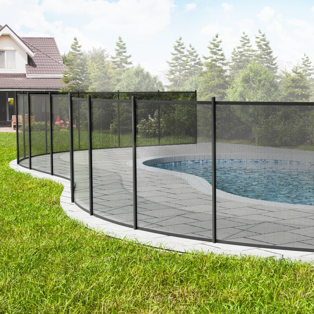 Valla de piscina VEVOR, 4 x 108 pies para piscinas enterradas, valla de seguridad infantil extraíble, fácil de instalar, malla de PVC Teslin de 340 g para proteger a niños y mascotas.
