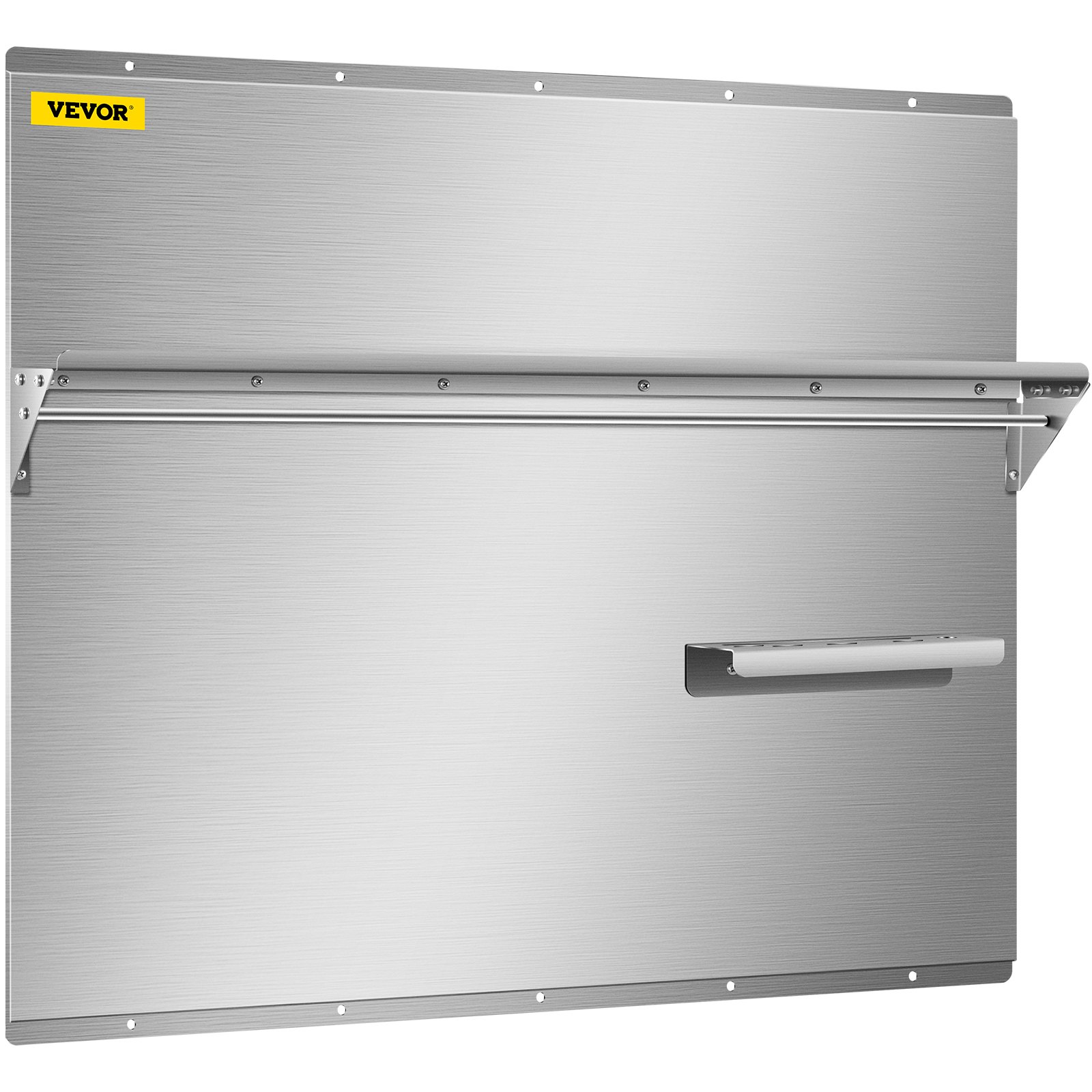 VEVOR Range Backsplash con estante 29.5 x 29.5 pulgadas Range Hood Wall Shield, acero inoxidable Backsplash Silver Splash Plate para Range Hood Acero inoxidable Backsplash con estante de almacenamiento y estante colgante