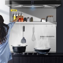 VEVOR Range Backsplash con estante 30 x 30.7 pulgadas Range Hood Wall Shield, acero inoxidable Backsplash Silver Splash Plate para Range Hood Acero inoxidable Backsplash con estante de almacenamiento integrado y estante colgante