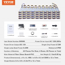 VEVOR 80 luces LED para escaparate, 41 pies, luces de módulo LED, 5050 SMD 3 LED RGB que cambian de color, luces de ventana con control remoto para carteles publicitarios de ventanas de tiendas comerciales, IP68 resistente al agua