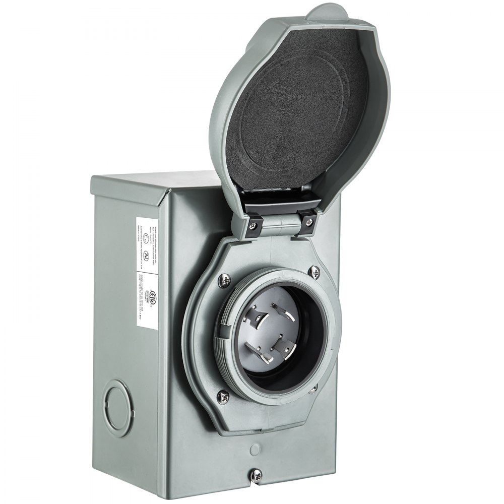 Caja de entrada de generador VEVOR, caja de alimentación de 30 amperios, caja de entrada de alimentación L14-30P, caja de entrada de alimentación de 4 clavijas 30 A, caja de entrada de alimentación del generador de 120/250 V, caja de generador de 7500 W, cajas de entrada con certificación ETL de 10 AWG para uso en exteriores