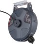 Carrete de cable de extensión retráctil VEVOR con carcasa negra y soporte de montaje.