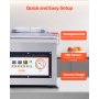 Selladora al vacío de cámara VEVOR, 320 W de potencia de sellado, máquina de envasado al vacío para alimentos húmedos, carnes, adobos y más, tamaño compacto con longitud de sellado de 32 cm, ideal para cocinas domésticas y uso comercial.