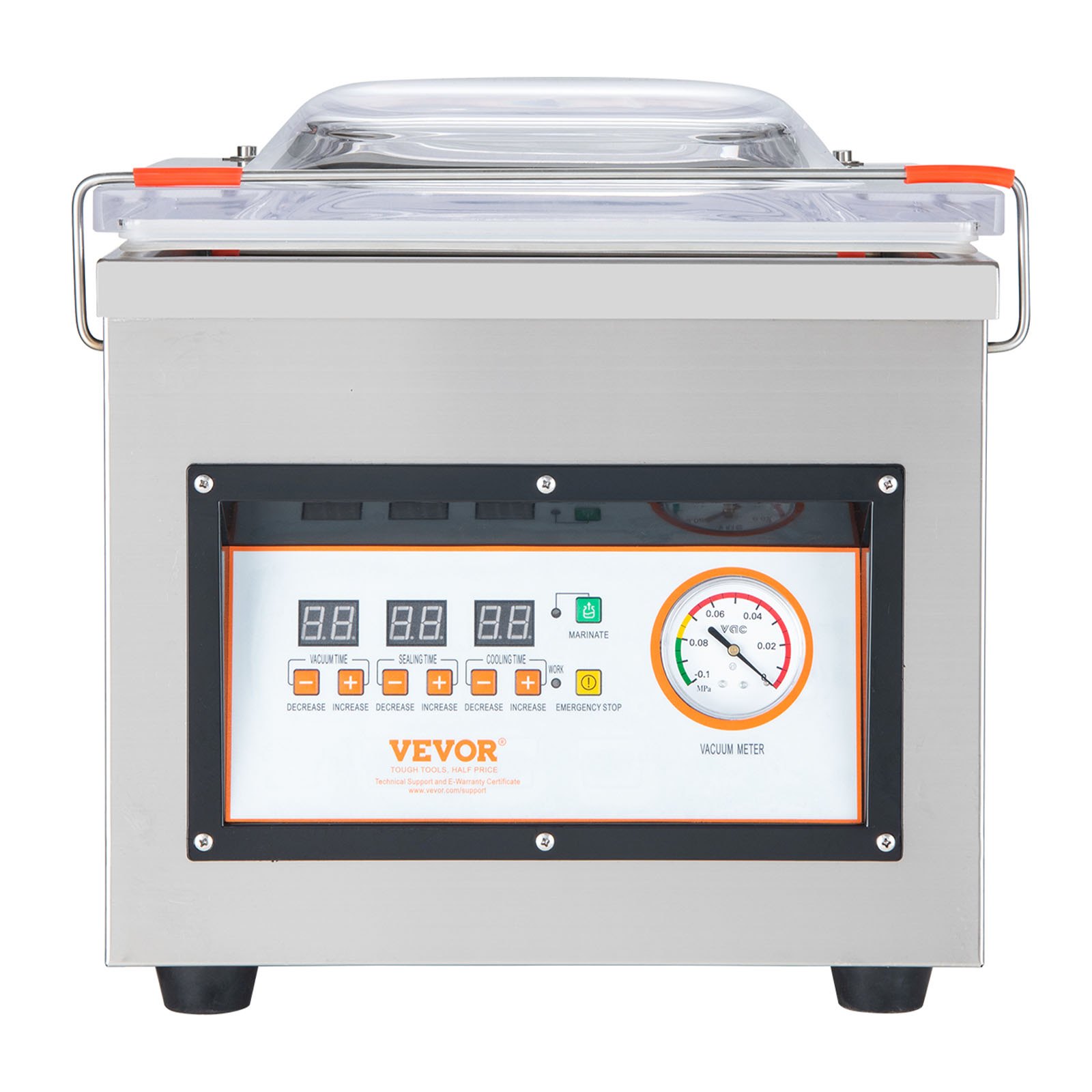 Selladora al vacío de cámara VEVOR, 320 W de potencia de sellado, máquina de envasado al vacío para alimentos húmedos, carnes, adobos y más, tamaño compacto con longitud de sellado de 32 cm, ideal para cocinas domésticas y uso comercial.