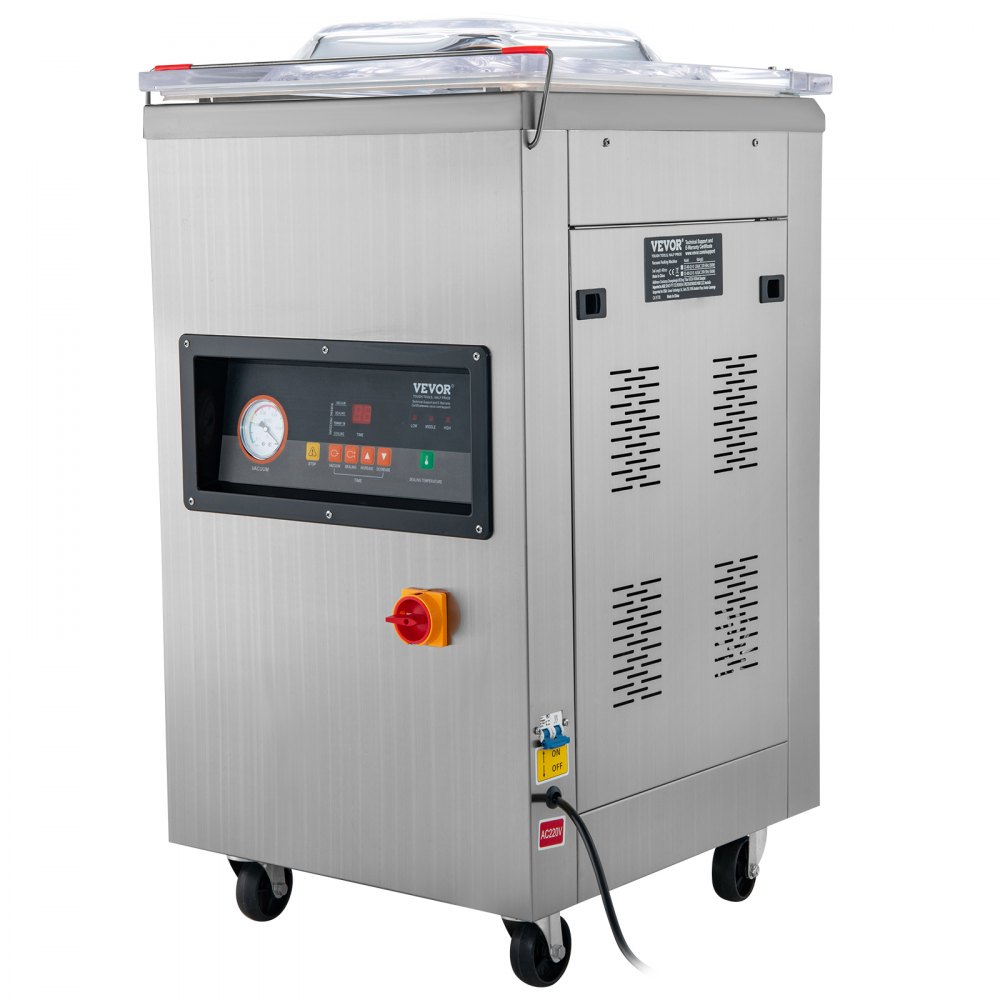 Selladora al vacío de cámara VEVOR, 900 W de potencia, ideal para alimentos húmedos, carnes, marinadas y más. Tamaño compacto con una longitud de sellado de 40 cm (15,7 pulgadas). Apta para uso doméstico y comercial.