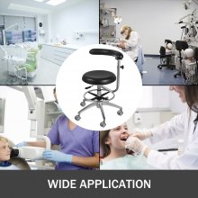 Taburete dental médico VEVOR, silla de dentista con reposabrazos de rotación de 360 grados, taburete asistente de cuero PU, silla de médico ajustable en altura