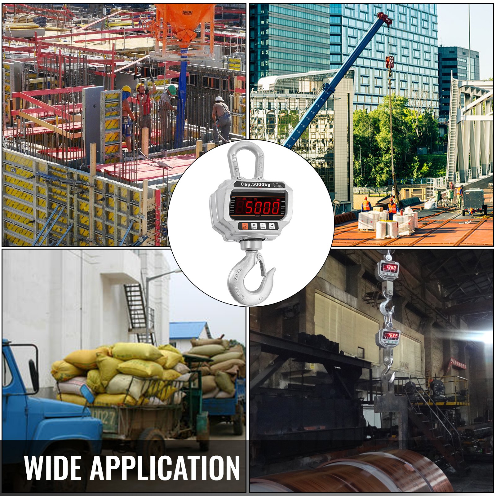 VEVOR Crane Scale 5Ton, Digital Hanging Scale 11000lbs, Heavy Duty Industrial Hanging Scale con gancho para plantas industriales, talleres, mercados agrícolas, etc.