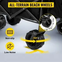 VEVOR Carro Plegable Jardín Carrito de Transporte Playa con Techo Carga 100 kg