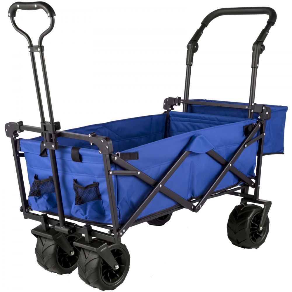 VEVOR - Carrito de jardín plegable extragrande con toldo extraíble, carrito utilitario plegable con ruedas y almacenamiento trasero, carrito para jardín, camping, supermercado, azul