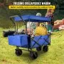 VEVOR - Carrito de jardín plegable extragrande con toldo extraíble, carrito utilitario plegable con ruedas y almacenamiento trasero, carrito para jardín, camping, supermercado, azul