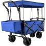 VEVOR - Carrito de jardín plegable extragrande con toldo extraíble, carrito utilitario plegable con ruedas y almacenamiento trasero, carrito para jardín, camping, supermercado, azul