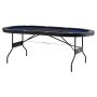 Mesa de póker plegable VEVOR para 10 jugadores, mesa de póker Blackjack Texas Hold'em con rieles acolchados y portavasos de acero inoxidable, mesa de juego de cartas plegable portátil, mesa de casino ovalada de 84