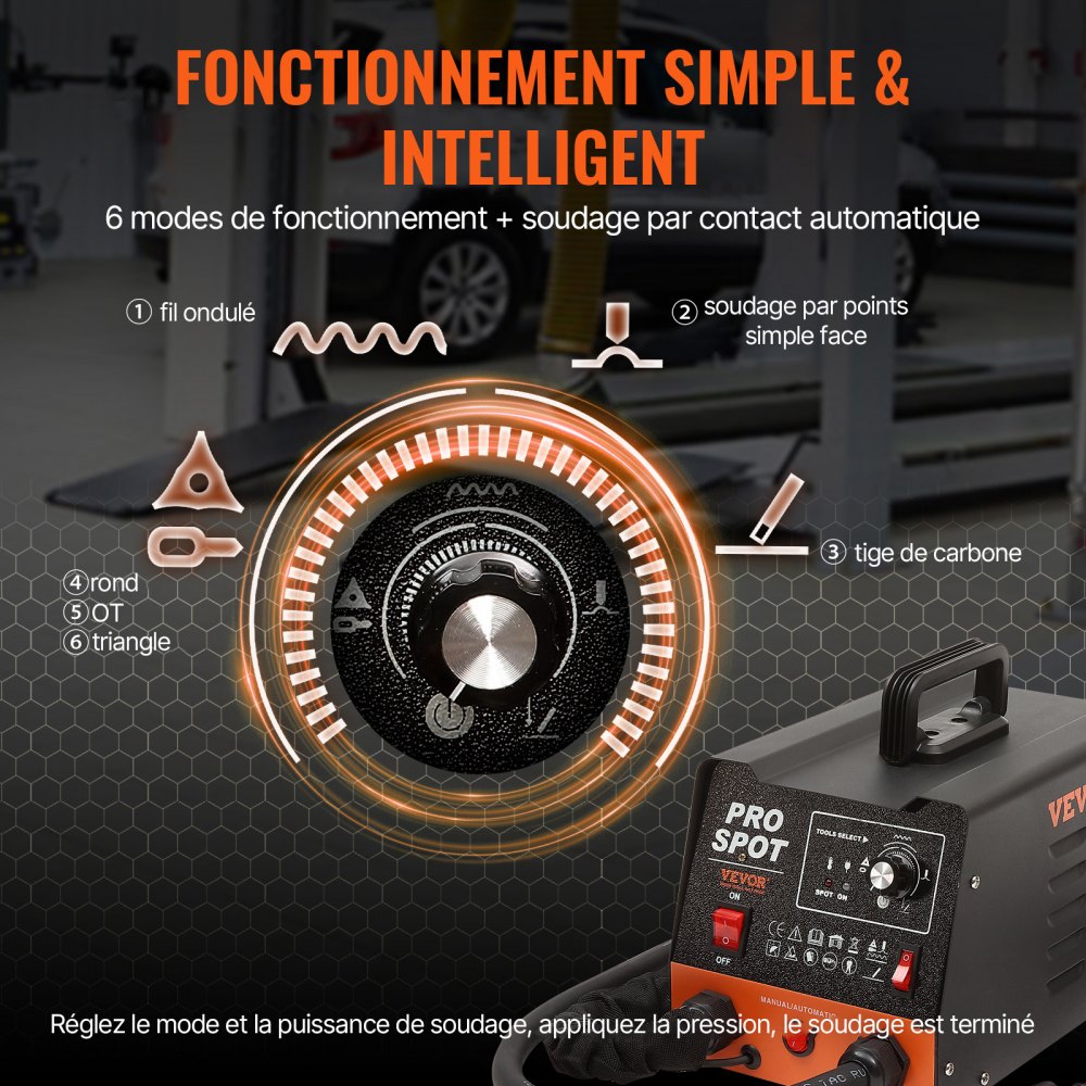 Kit de reparación de abolladuras con soldador de pernos VEVOR, extractor de abolladuras con soldador por puntos de 3KW con 6 modos de soldadura, máquina extractora de abolladuras con soldadura por puntos para carrocería de automóviles y 16 tipos de accesorios de soldadura para reparación de abolladuras de automóviles, camiones y motocicletas