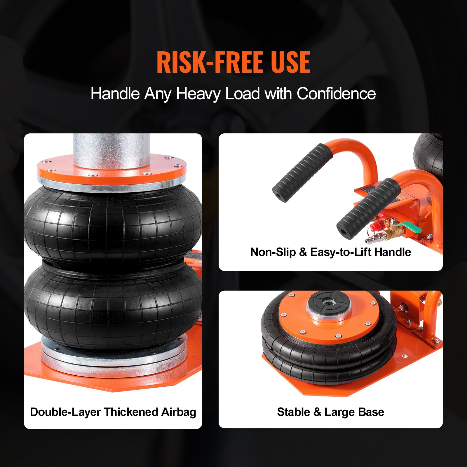 Gato neumático VEVOR de 3 toneladas/6600 lb, 3-8S, con columna elevada y 6 tubos de acero. Compacto, fácil de levantar y compacto, con almohadilla de goma gruesa. Apto para sedán, SUV y camioneta.