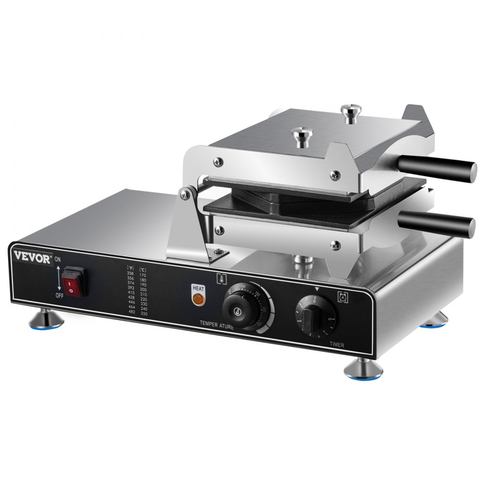 Máquina para hacer waffles de burbujas VEVOR con controles de temperatura y temporizador, diseño de acero inoxidable.