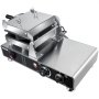 Máquina para hacer waffles de burbujas VEVOR con perillas de temperatura ajustables y cuerpo de acero inoxidable.