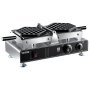 Máquina para hacer waffles de burbujas VEVOR con cuerpo de acero inoxidable y controles de temperatura.