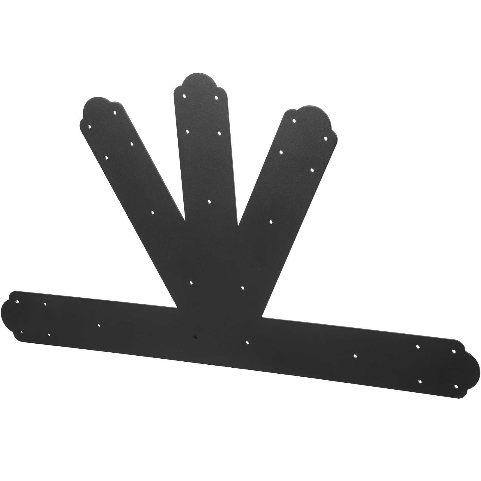 Placa a dos aguas VEVOR negra con múltiples orificios para tornillos en diseño tipo abanico.