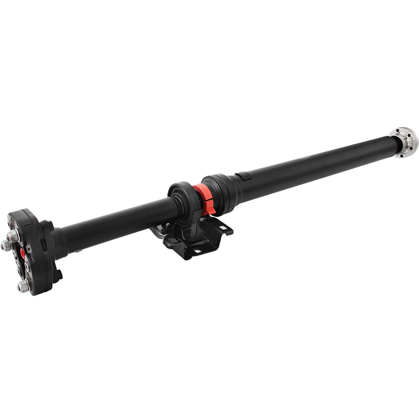 Conjunto de eje de transmisión VEVOR con tubo negro y componente central rojo.