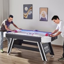 VEVOR Mesa de hockey accionada por aire, mesa de hockey interior de 72 pulgadas para niños y adultos, juego de hockey deportivo LED con 2 discos, 2 empujadores y sistema de puntuación electrónico, juego de juegos arcade para sala de juegos hogar familiar