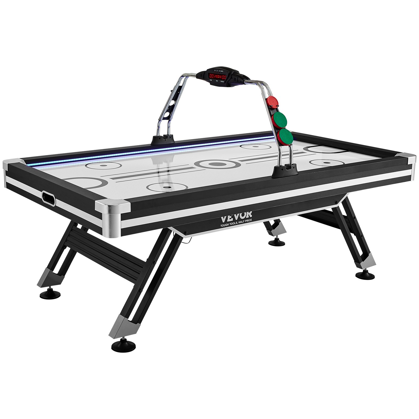 Mesa de hockey neumática VEVOR, mesa de hockey de interior de 89 pulgadas para niños y adultos, juego de hockey deportivo con luces LED, 2 discos, 2 empujadores y sistema de puntuación electrónico, juego de arcade para sala de juegos o casa.
