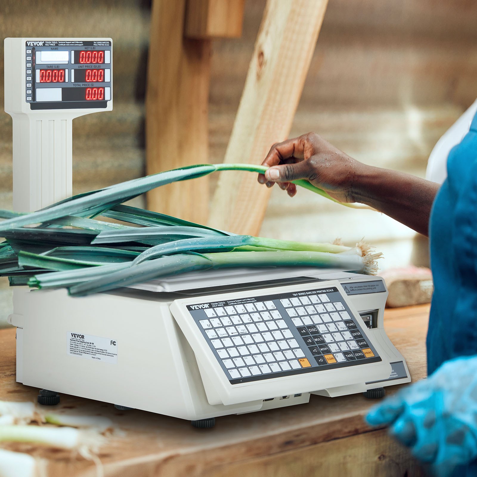 Báscula electrónica VEVOR para calcular precios, báscula digital para charcutería de 30 kg, con pantalla LCD y LED, para contar alimentos, frutas, carnes y productos agrícolas, ideal para tiendas minoristas, cocinas, restaurantes, mercados y agricultores.