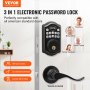 VEVOR Cerradura de puerta de entrada sin llave con manija, palanca de entrada con teclado electrónico, contraseña y desbloqueo de llave, cerradura de puerta con teclado de bloqueo automático con cerrojo para puerta delantera, negro mate
