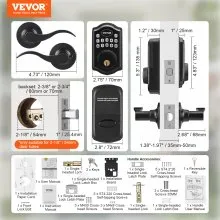 VEVOR Cerradura de puerta de entrada sin llave con manija, palanca de entrada con teclado electrónico, contraseña y desbloqueo de llave, cerradura de puerta con teclado de bloqueo automático con cerrojo para puerta delantera, negro mate