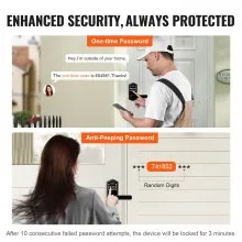 VEVOR Cerradura de puerta de entrada sin llave, palanca de entrada con teclado electrónico, cerradura de puerta combinada con desbloqueo de contraseña y llave, cerradura de puerta con teclado de bloqueo automático con cerrojo para puerta delantera, negro mate, 5,63 x 2,76 pulgadas