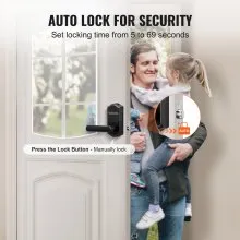 VEVOR Cerradura de puerta de entrada sin llave, palanca de entrada con teclado electrónico, cerradura de puerta combinada con desbloqueo de contraseña y llave, cerradura de puerta con teclado de bloqueo automático con cerrojo para puerta delantera, negro mate, 5,63 x 2,76 pulgadas