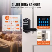 VEVOR Cerradura de puerta de entrada sin llave, palanca de entrada con teclado electrónico, cerradura de puerta combinada con desbloqueo de contraseña y llave, cerradura de puerta con teclado de bloqueo automático con cerrojo para puerta delantera, negro mate, 5,63 x 2,76 pulgadas