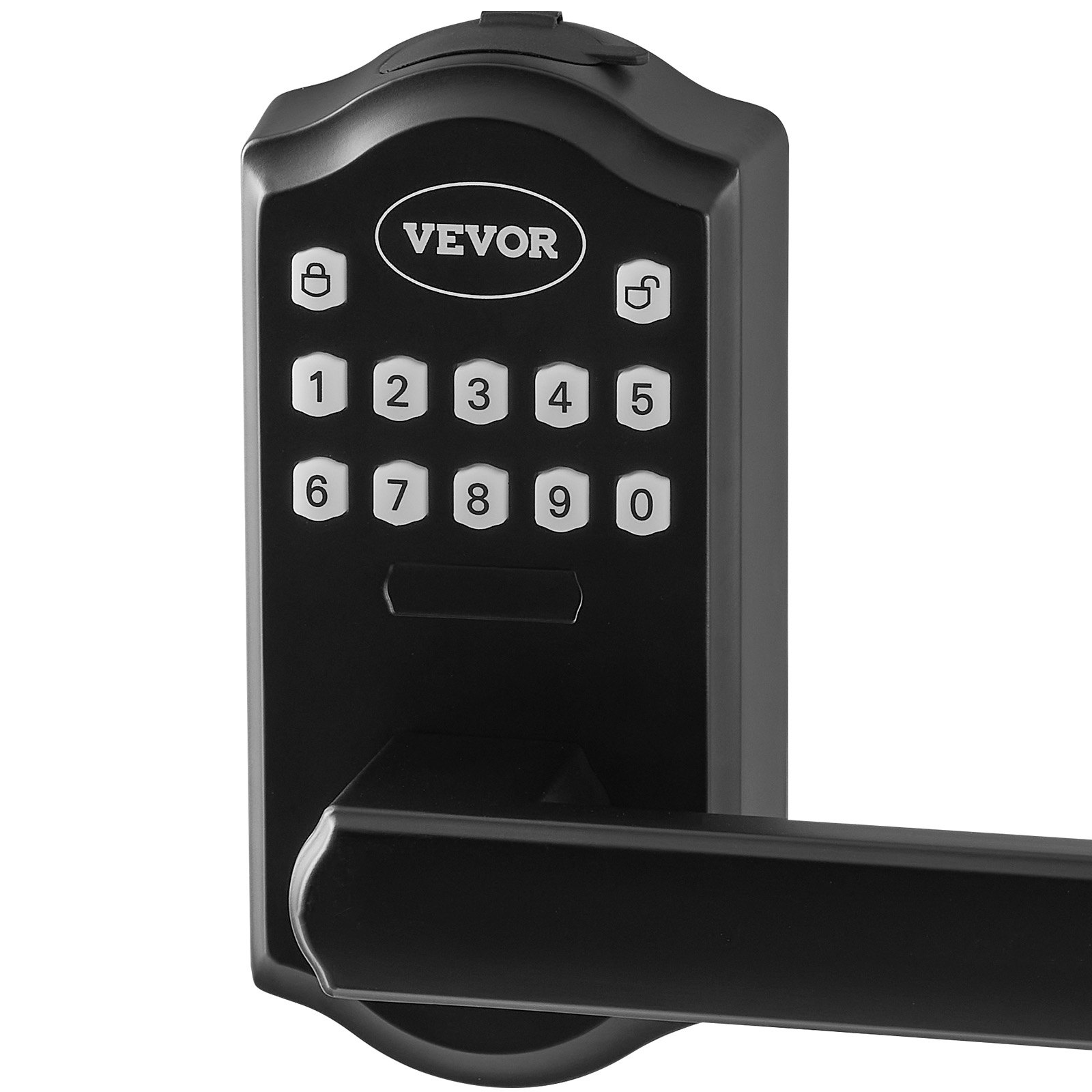 Cerradura de puerta de entrada sin llave VEVOR negra con teclado numérico y manija de palanca.