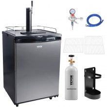 VEVOR Beer Kegerator, Dispensador de cerveza de barril de un solo grifo, Refrigerador de barril de tamaño completo con estantes, Cilindro de CO2, Bandeja de goteo y riel, Control de temperatura de 32 °F- 75.2 °F, Capacidad para 1/6, 1/4, 1/2 barriles, Negro