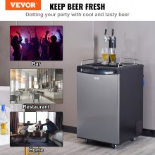 VEVOR Kegerator de cerveza, dispensador de cerveza de barril de doble grifo, refrigerador de barril de tamaño completo con estantes, cilindro de CO2, bandeja de goteo y riel, control de temperatura de