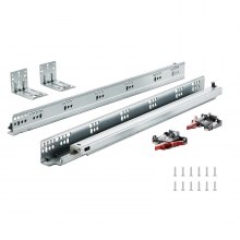 VEVOR 10 pares de rieles de montaje lateral inferior de cajón de 21 pulgadas, riel de acero de extensión con rodamiento de bolas completo resistente, guía silenciosa de cierre suave, guías deslizantes para gabinete de cocina con mecanismo de bloqueo, 100 libras
