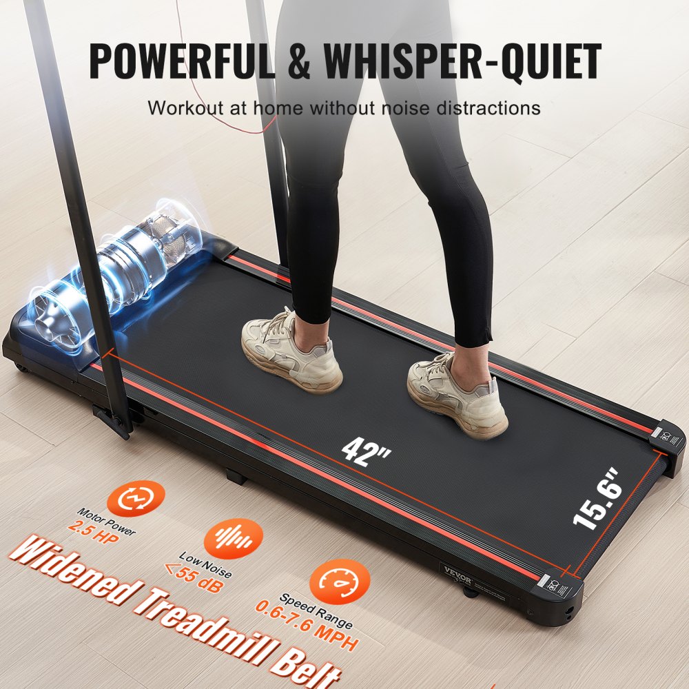 Cinta de correr VEVOR Walking Pad, para debajo del escritorio, para casa o oficina, plegable, con capacidad de 120 kg, 2,5 HP, 2 en 1, con manillar, control remoto y pantalla LED.