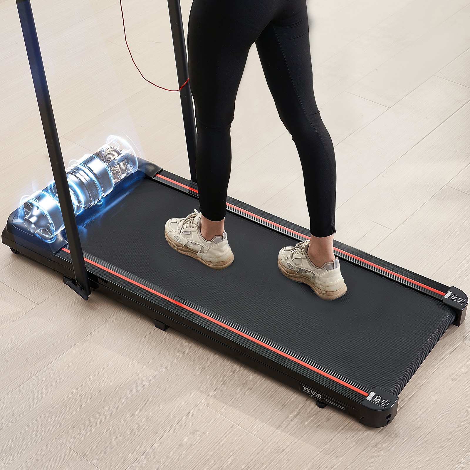 Cinta de correr VEVOR Walking Pad, para debajo del escritorio, para casa o oficina, plegable, con capacidad de 120 kg, 2,5 HP, 2 en 1, con manillar, control remoto y pantalla LED.