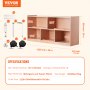 VEVOR Cubby - Armario de almacenamiento con bandeja móvil, 5 compartimentos, 2 estantes, cubículos para aulas, muebles para el hogar, guarderías y preescolares, color natural
