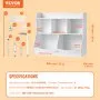 VEVOR - Armario de madera para juguetes con 5 compartimentos, organizador de juguetes con estantería, ideal para habitación infantil, sala de juegos, guardería, color blanco